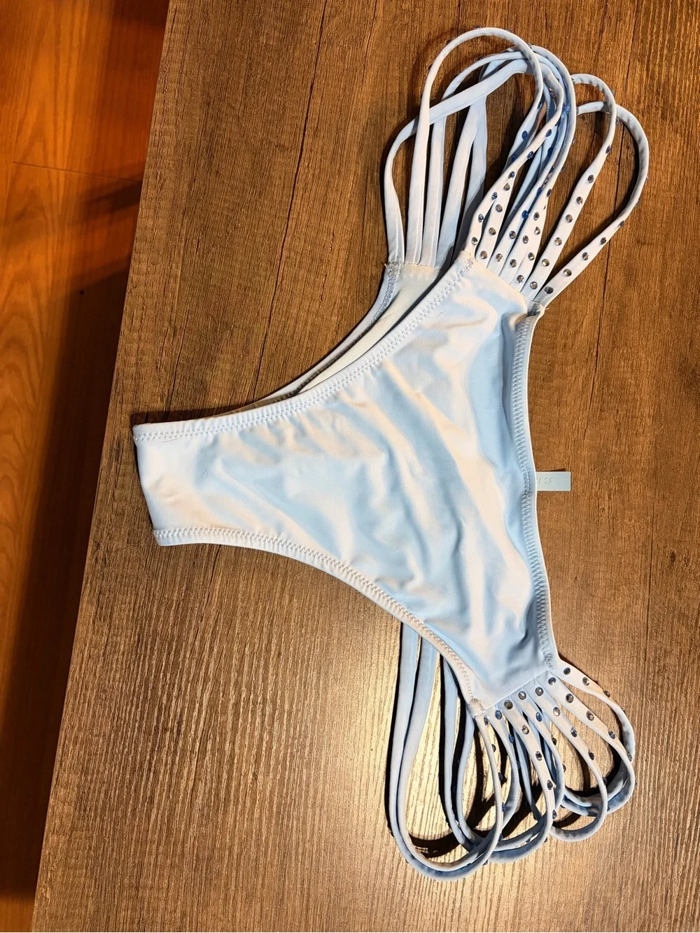 SKIMS Pale Blue Strappy Bikini Bottom with Stud Accents 🩵